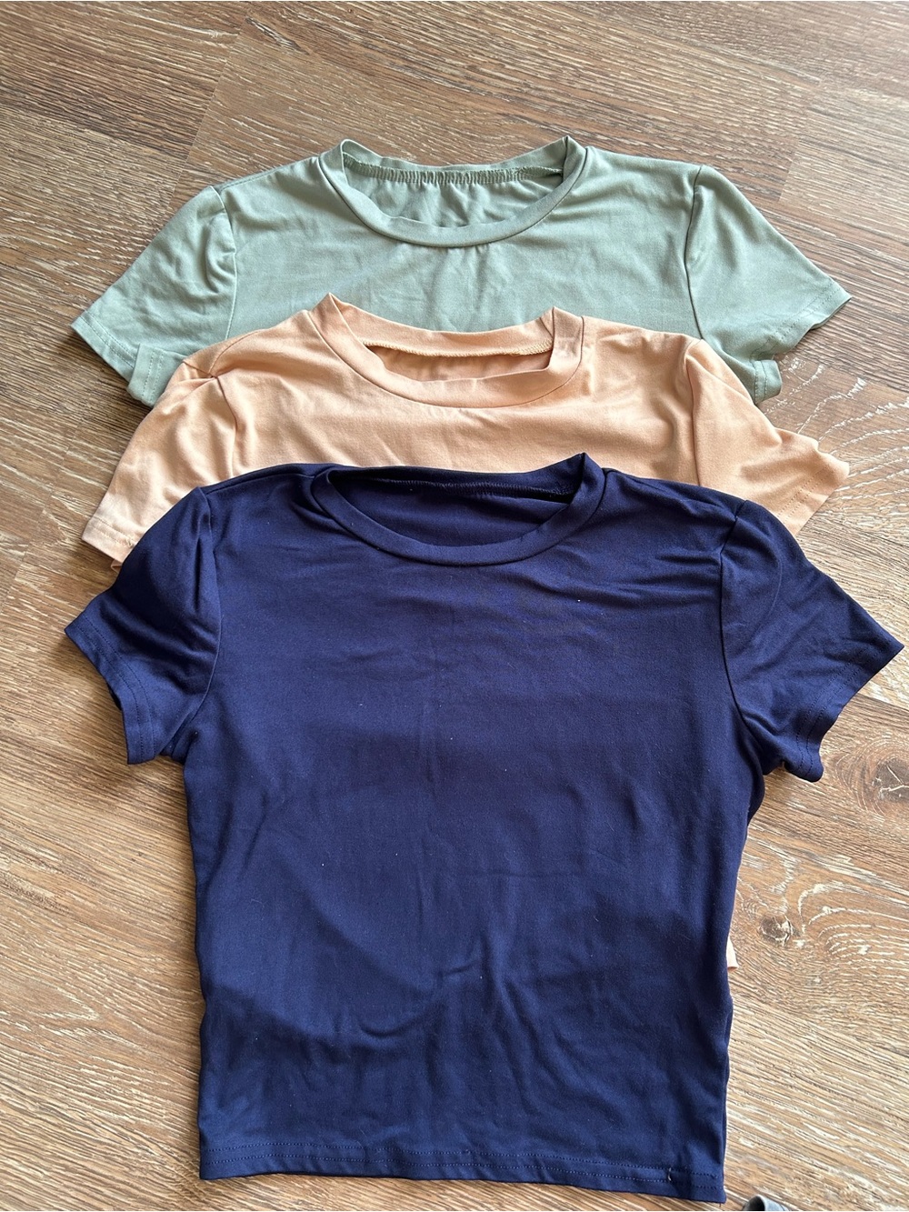 Classic Crewneck Short Sleeve Top - Navy, Peach, Sage